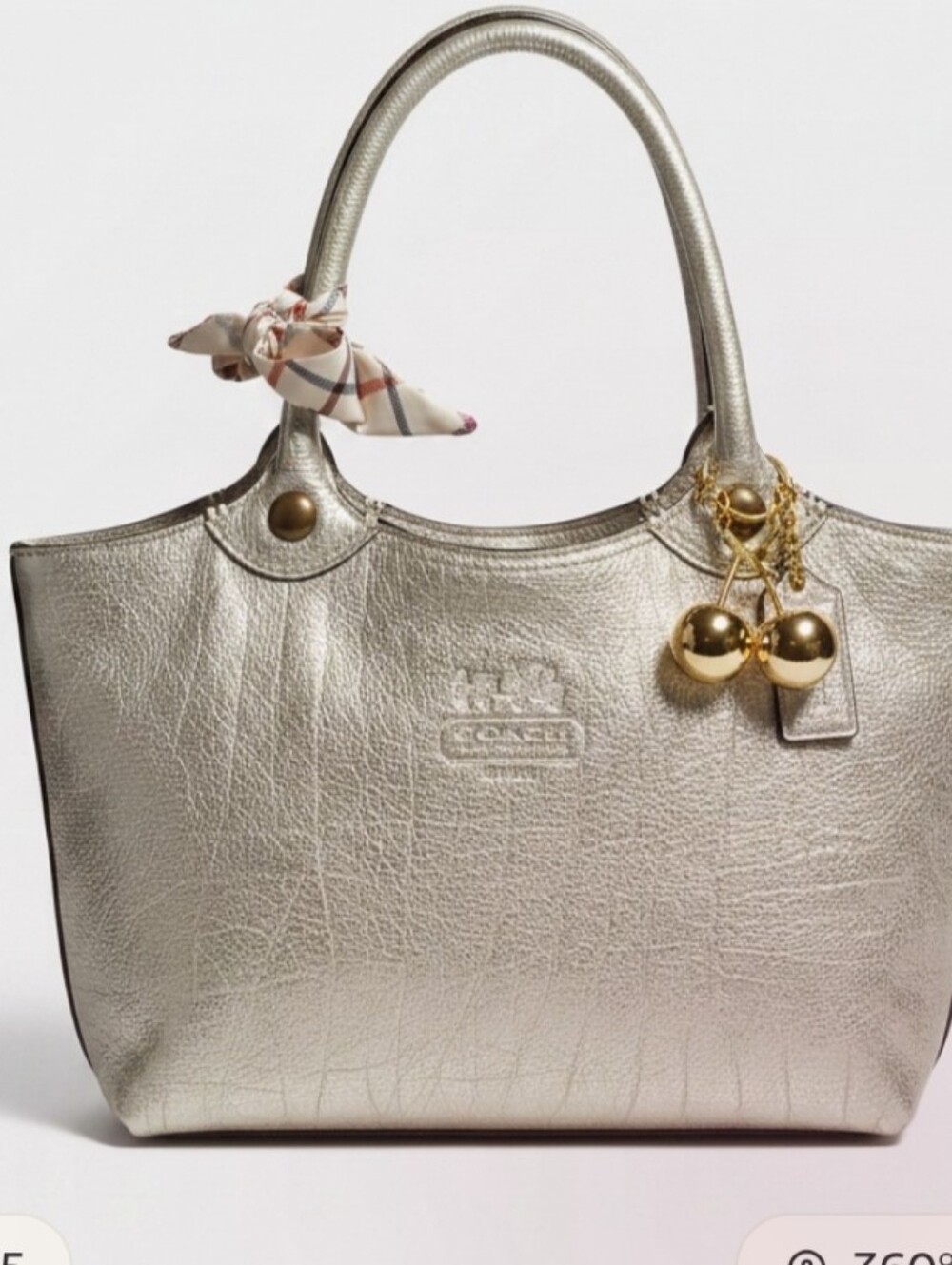 Coach Bleecker Vintage Large Platinum Metallic‎ Leather Tote Bag #14384